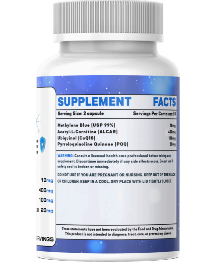 Methylene Blue (10mg) 60 Capsules - Mitochondrial Health & Brain Energy Formula