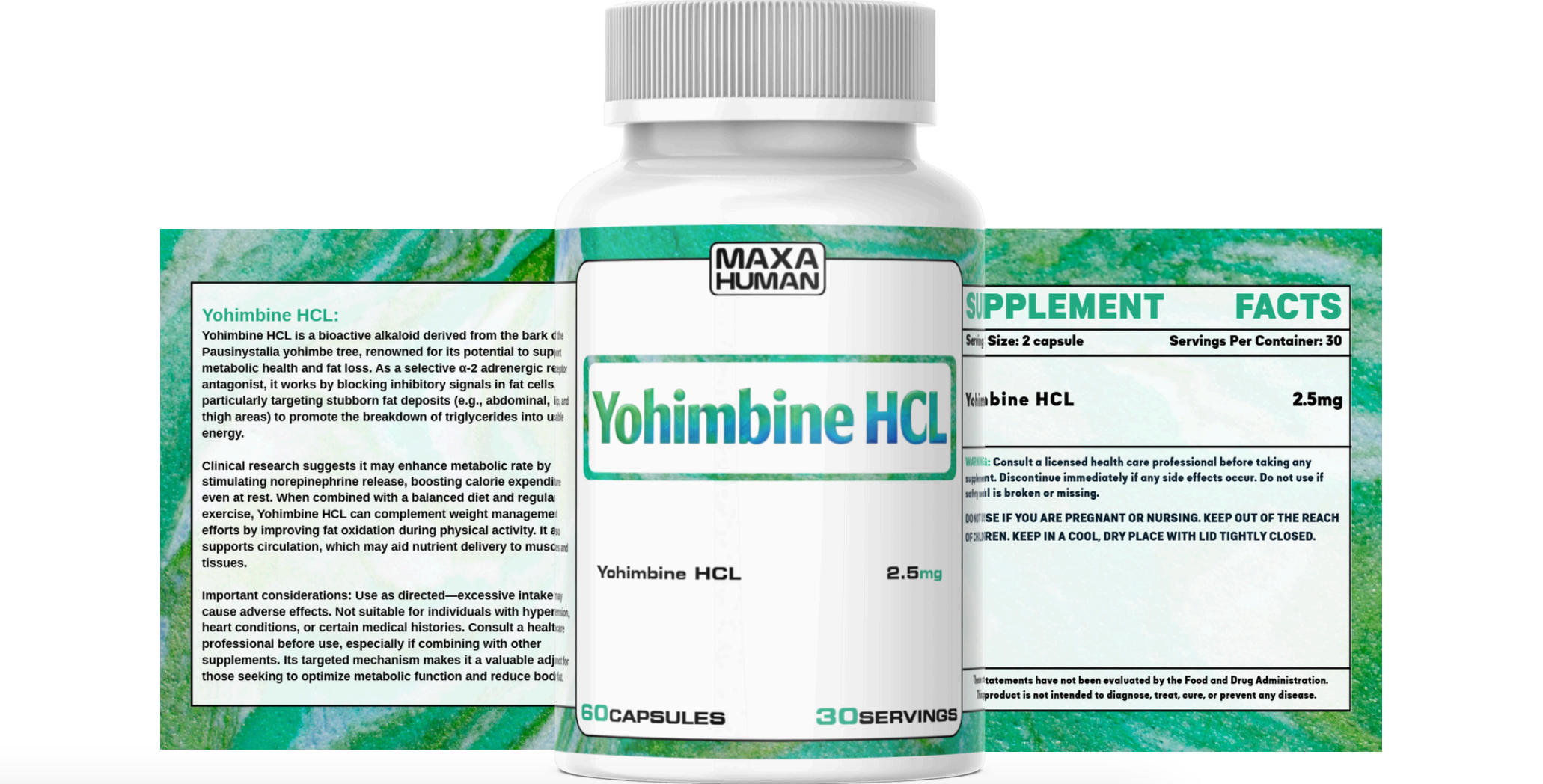 Yohimbine HCL (2.5mg) 60 Capsules -  Alpha Receptor Fat Targeting Complex