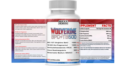 Wolverine (BPC-157 1000mcg + TB500 1250mcg) 60 Capsules Peptive Pept Wolverine (BPC-157 1000mcg + TB500 1250mcg) 60 Capsules Peptive Pept